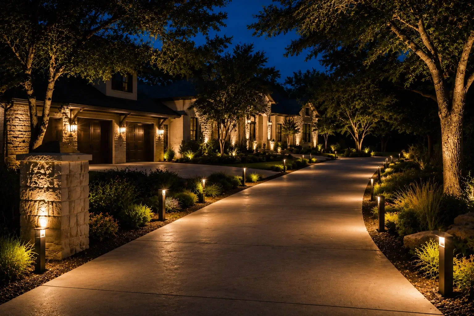 Driveway Bollards project by Landscape Lighting Texas
